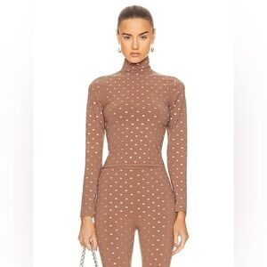 Alexander Wang All over logo Hotfix Crystal Embellishments Top Taupe XS